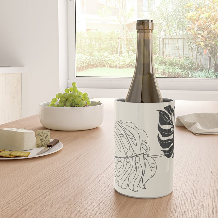 Monstera Leaf Drawing Wine Chiller Gallery Image 4