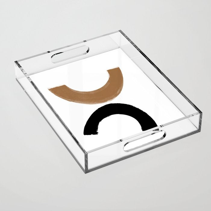 Beige and Black Collage Acrylic Tray Gallery Image 1