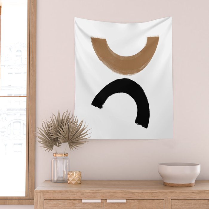 Beige and Black Collage Wall Tapestry Gallery Image 2
