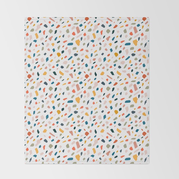 Terrazzo, Abstract Quirky Shapes Bohemian Modern Pattern Confetti Celebration Random Colorful Shapes Throw Blanket Gallery Image 2