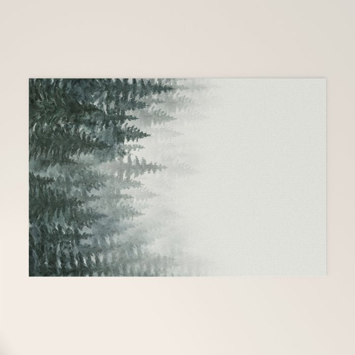 Foggy Pine Trees 3 Welcome Mat Gallery Image 1