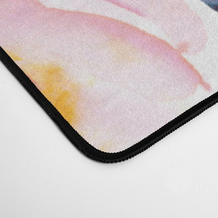 Festive, Floral Watercolor Rose Garden, Pink and White Desk Mat Gallery Image 4