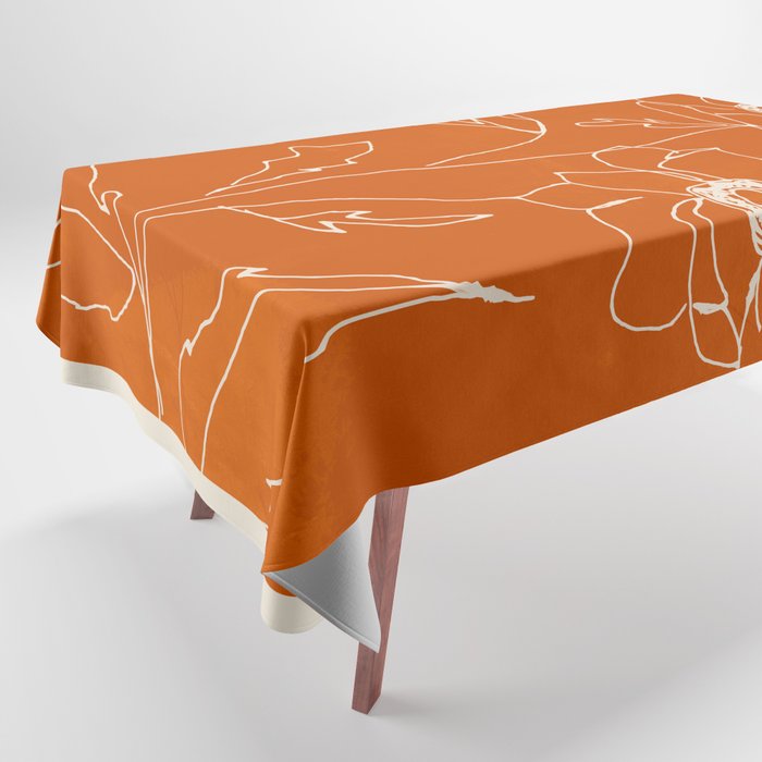 Line Drawing Flowers Tablecloth Gallery Image 1