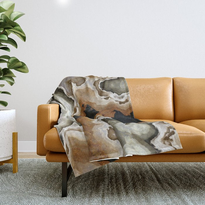 Ivory Agate Abstract Throw Blanket Gallery Image 1