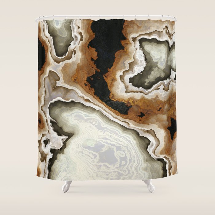 Ivory Agate Abstract Shower Curtain Gallery Image 1
