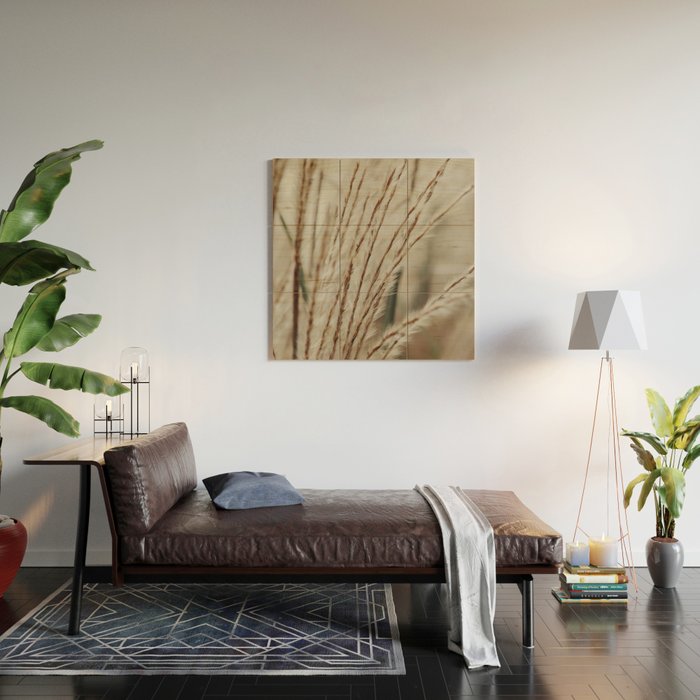 Neutral Botanical Abstract 2 x autumn plant photograph Wood Wall Art Gallery Image 2