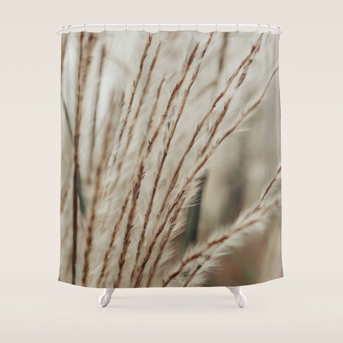Neutral Botanical Abstract 2 x autumn plant photograph Shower Curtain Gallery Image 1