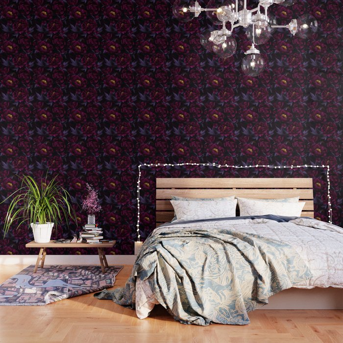 Vintage Dark Night Peonies  Wallpaper Gallery Image 3
