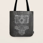 Camera Patent - Photography Art - Black Chalkboard Tote Bag Gallery Image 1