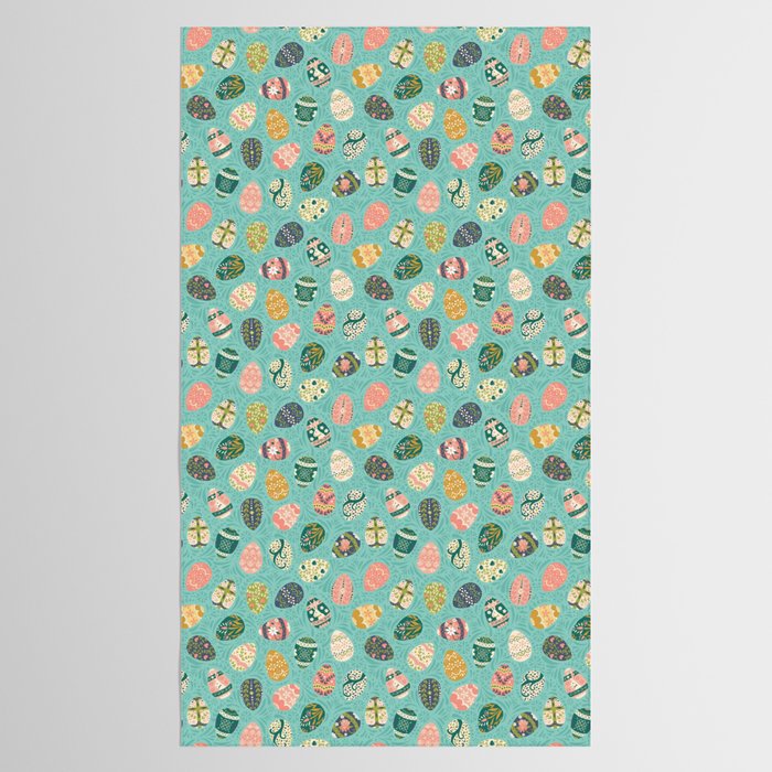 Floral Easter Eggs - Aqua Tablecloth Gallery Image 2