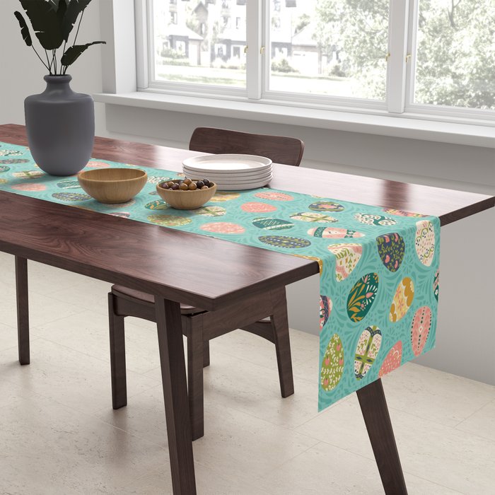 Floral Easter Eggs - Aqua Table Runner Gallery Image 2