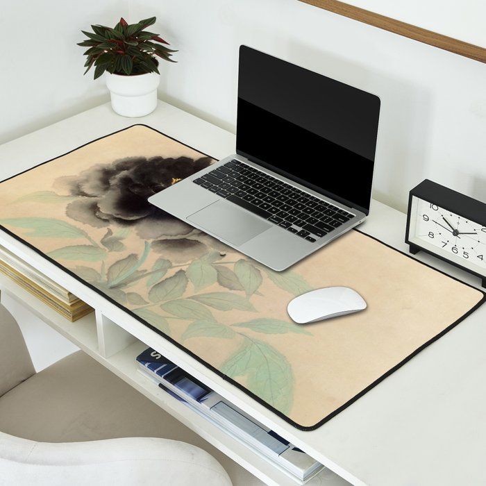 Japanese Showa Period Black Peonies - Gyoshu Hayami Desk Mat Gallery Image 2