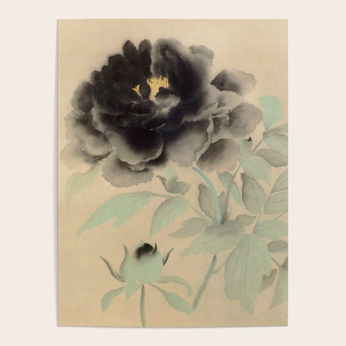 Japanese Showa Period Black Peonies - Gyoshu Hayami Poster Gallery Image 4