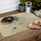 Japanese Showa Period Black Peonies - Gyoshu Hayami Outdoor Rug Gallery Image 2