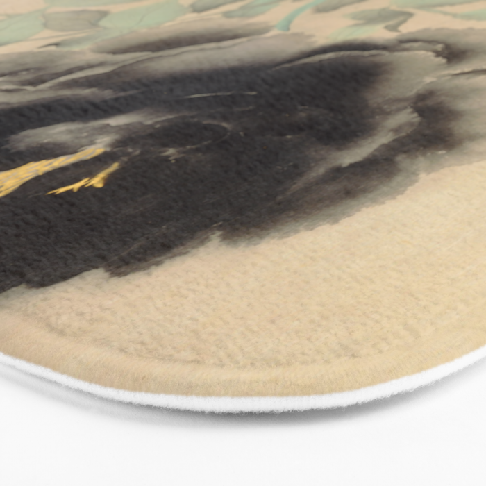 Japanese Showa Period Black Peonies - Gyoshu Hayami Bath Mat Gallery Image 3