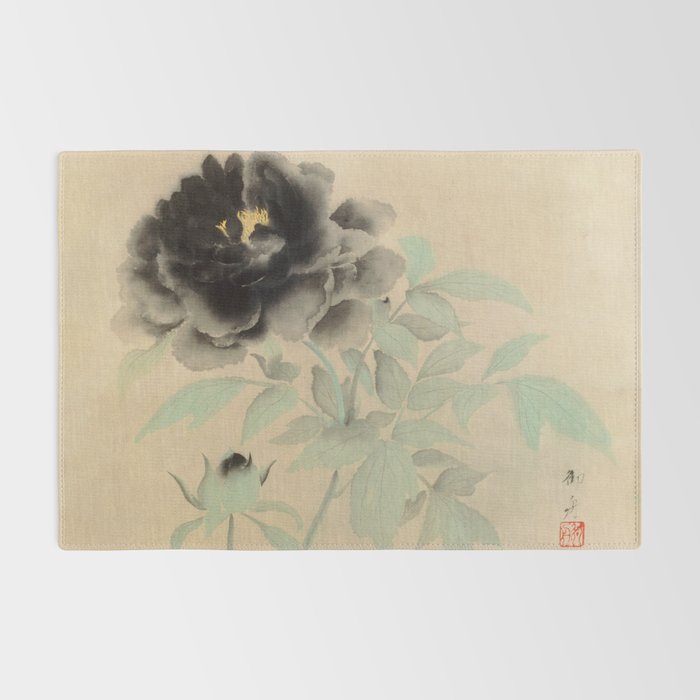 Japanese Showa Period Black Peonies - Gyoshu Hayami Rug Gallery Image 2