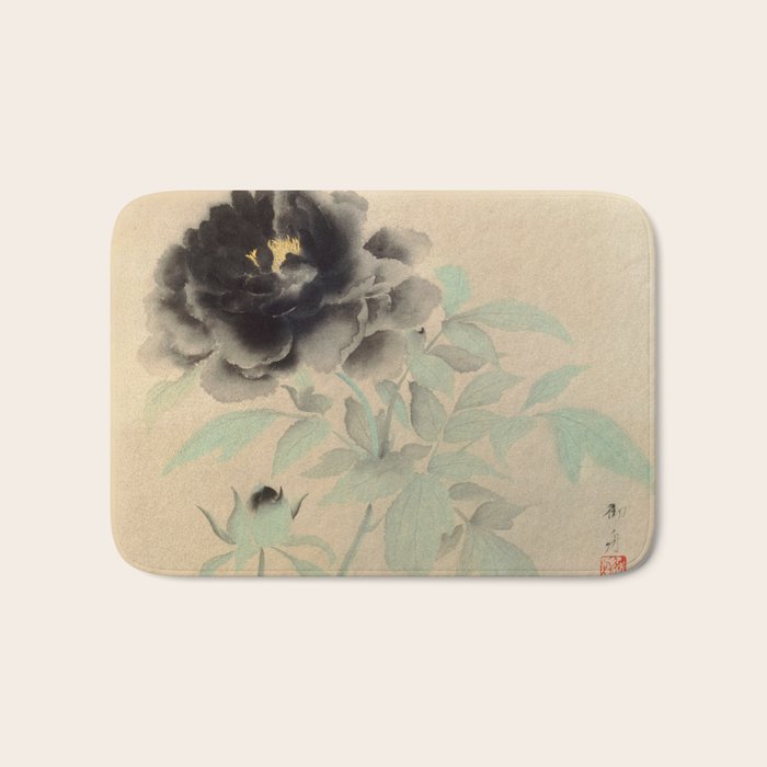 Japanese Showa Period Black Peonies - Gyoshu Hayami Bath Mat Gallery Image 1