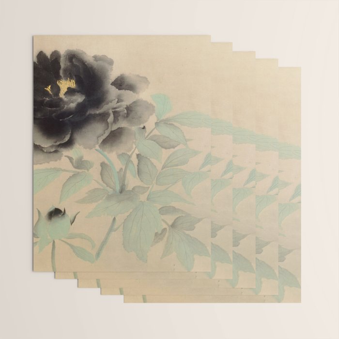 Japanese Showa Period Black Peonies - Gyoshu Hayami Wrapping Paper Gallery Image 3