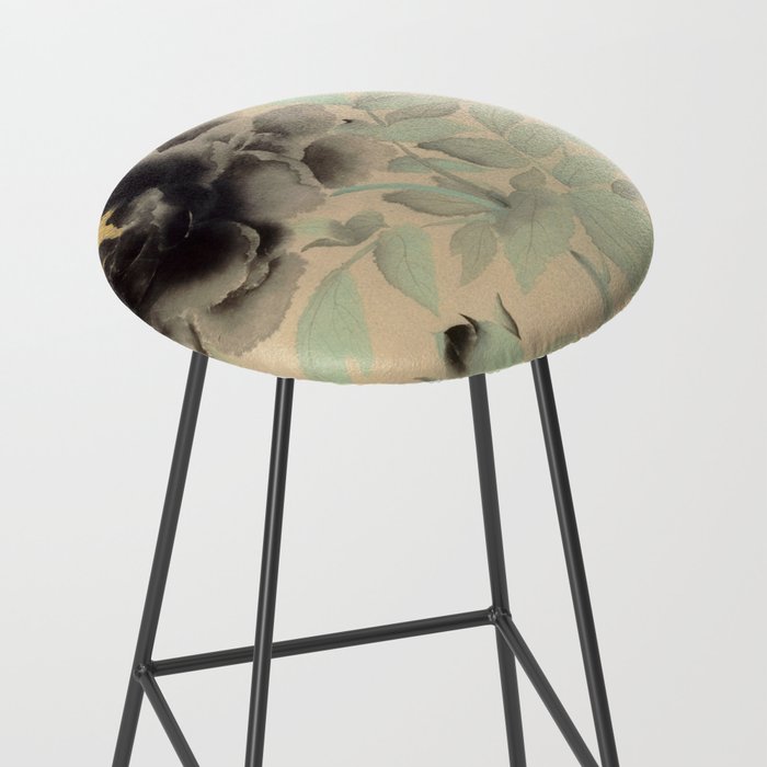 Japanese Showa Period Black Peonies - Gyoshu Hayami Stool Gallery Image 2