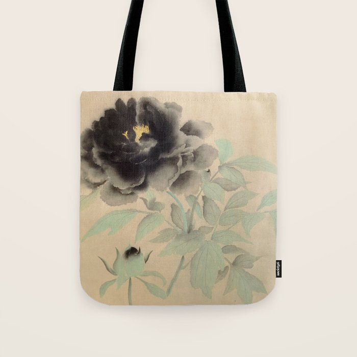Japanese Showa Period Black Peonies - Gyoshu Hayami Tote Bag Gallery Image 1