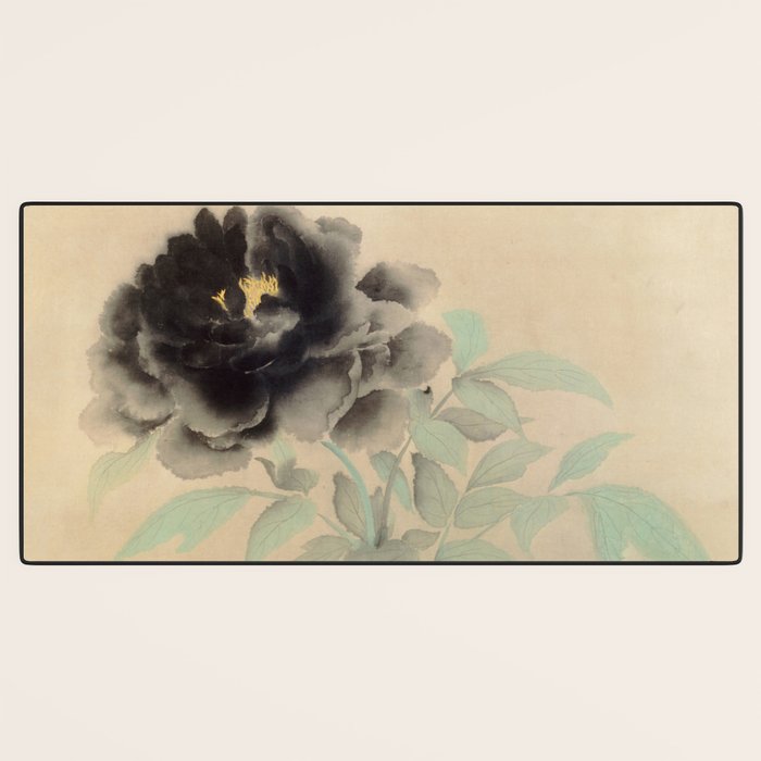 Japanese Showa Period Black Peonies - Gyoshu Hayami Desk Mat Gallery Image 3