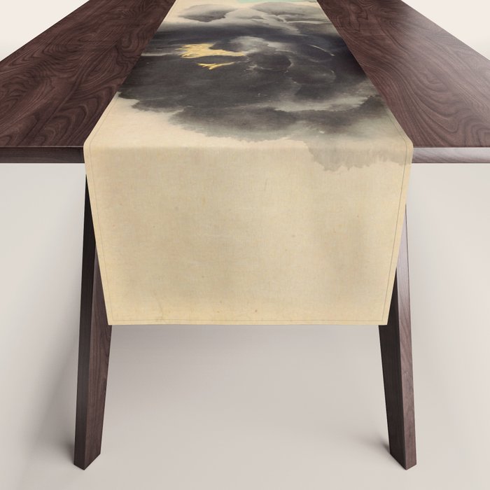 Japanese Showa Period Black Peonies - Gyoshu Hayami Table Runner Gallery Image 1