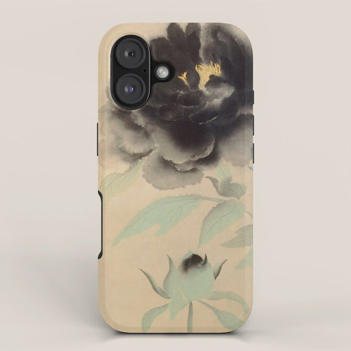 Japanese Showa Period Black Peonies - Gyoshu Hayami iPhone Case Gallery Image 1