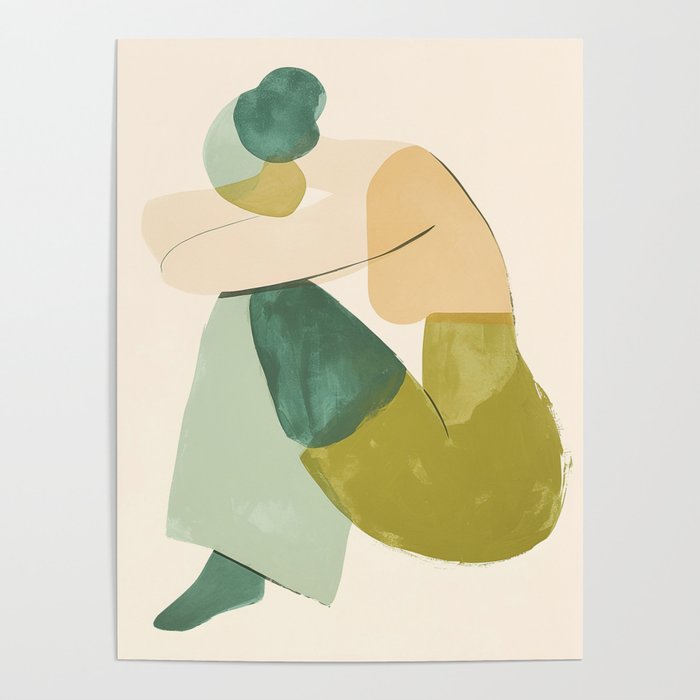 Sage Green Abstract Woman Painting Poster Gallery Image 4