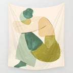 Sage Green Abstract Woman Painting Wall Tapestry Gallery Image 4