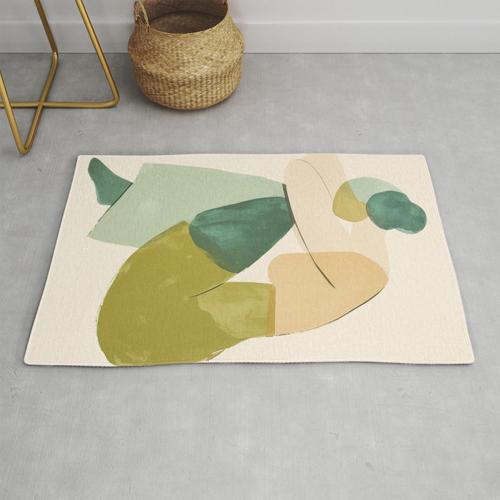 Sage Green Abstract Woman Painting Rug Gallery Image 1