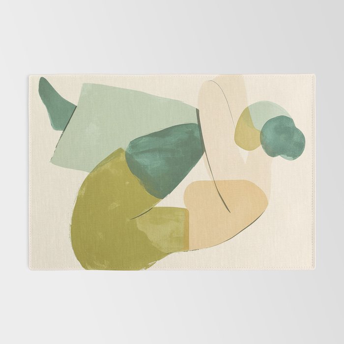Sage Green Abstract Woman Painting Rug Gallery Image 2