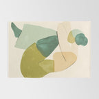 Sage Green Abstract Woman Painting Rug Gallery Image 2
