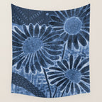 Daisies in Country Field Painting in Navy Blue Wall Tapestry Gallery Image 4