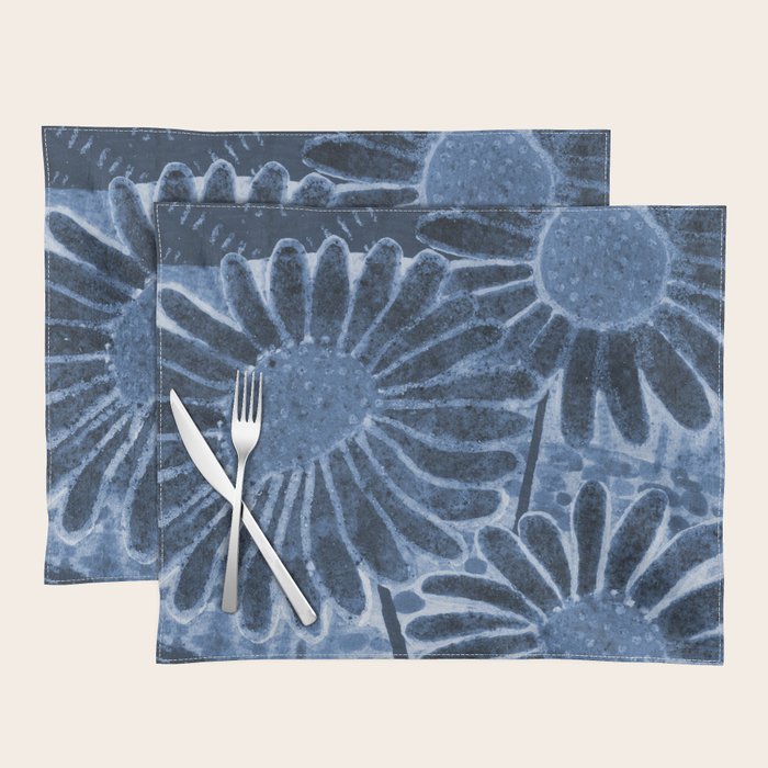 Daisies in Country Field Painting in Navy Blue Placemat Gallery Image 1