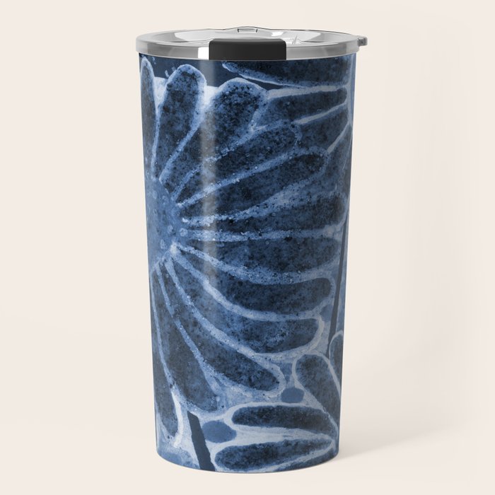 Daisies in Country Field Painting in Navy Blue Travel Mug Gallery Image 1