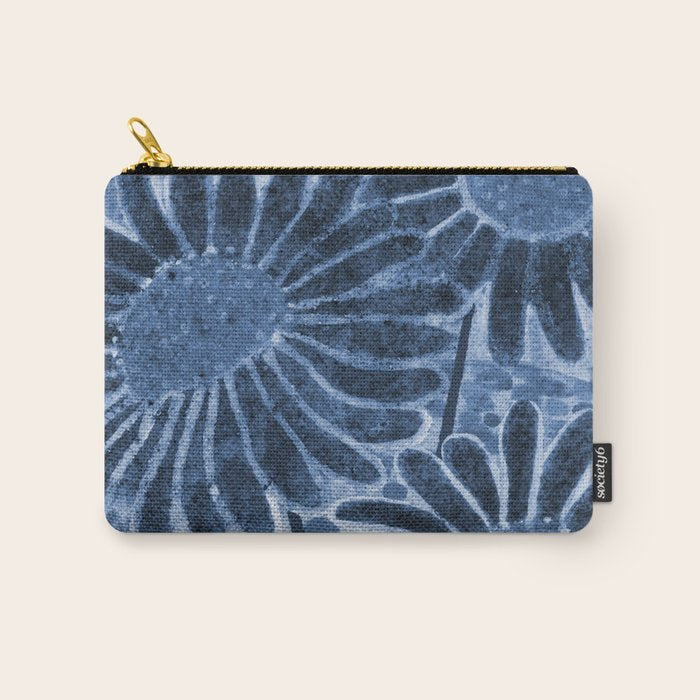 Daisies in Country Field Painting in Navy Blue Carry All Pouch Gallery Image 1