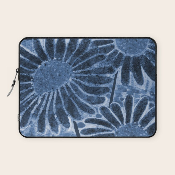 Daisies in Country Field Painting in Navy Blue Laptop Sleeve Gallery Image 1