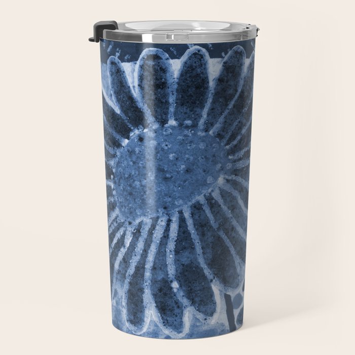 Daisies in Country Field Painting in Navy Blue Travel Mug Gallery Image 3