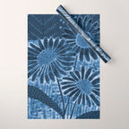 Daisies in Country Field Painting in Navy Blue Wrapping Paper Gallery Image 1