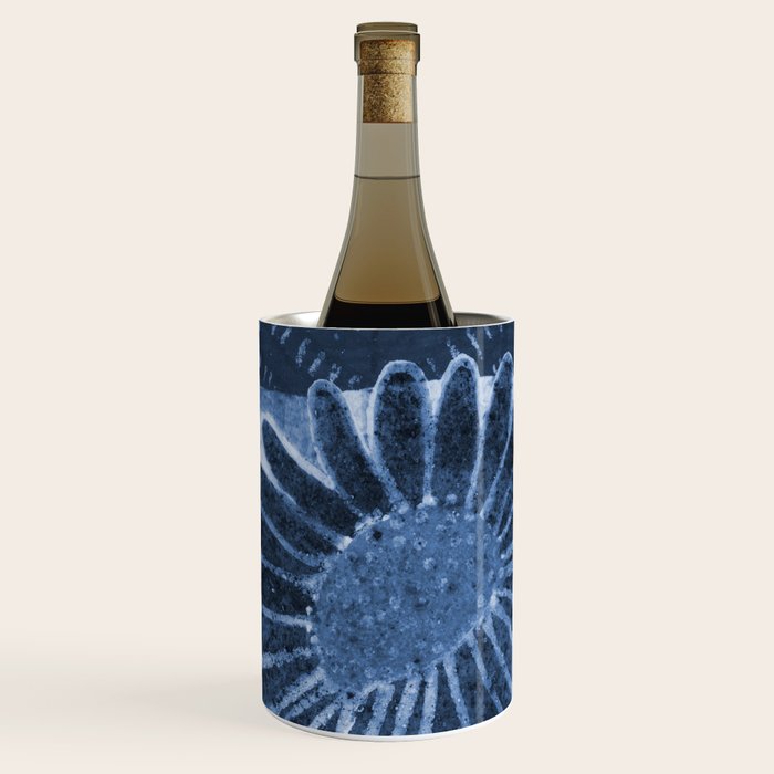Daisies in Country Field Painting in Navy Blue Wine Chiller Gallery Image 2
