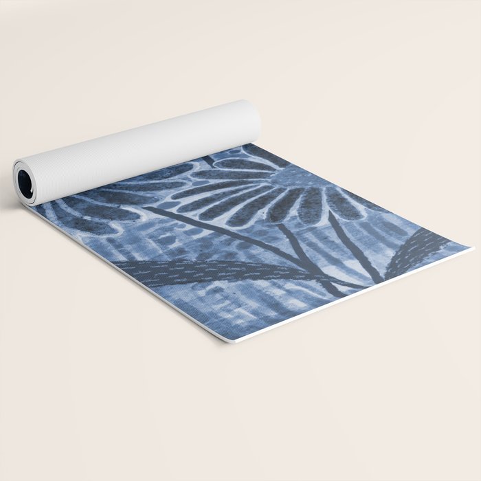 Daisies in Country Field Painting in Navy Blue Yoga Mat Gallery Image 2
