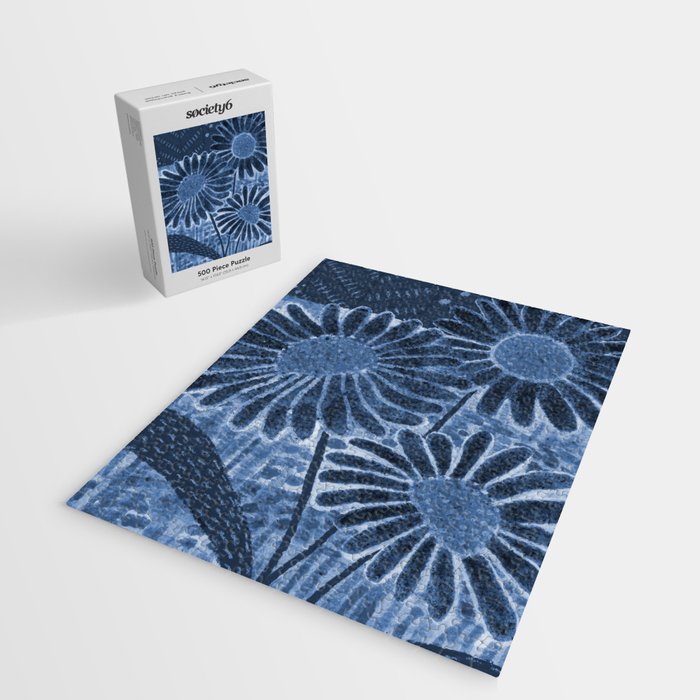 Daisies in Country Field Painting in Navy Blue Jigsaw Puzzle Gallery Image 2