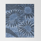 Daisies in Country Field Painting in Navy Blue Throw Blanket Gallery Image 2