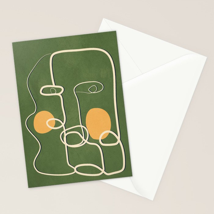 Abstract Face Line Art 06 Stationery Card Gallery Image 2