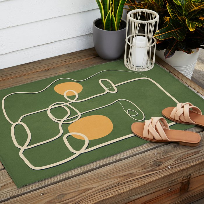 Abstract Face Line Art 06 Outdoor Rug Gallery Image 2
