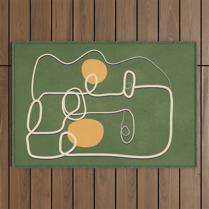 Abstract Face Line Art 06 Outdoor Rug Gallery Image 1