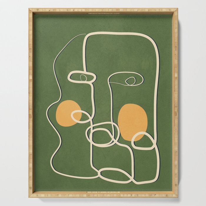 Abstract Face Line Art 06 Serving Tray Gallery Image 1