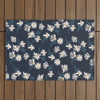 Daisy Florals on Navy Outdoor Rug Gallery Image 1