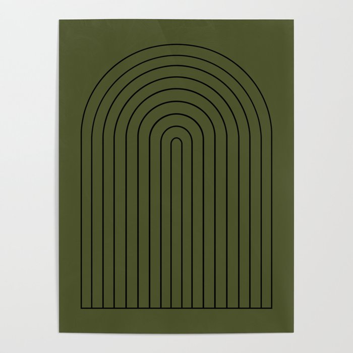 Minimal Arch XII Dark Green Modern Geometric Lines Poster Gallery Image 1