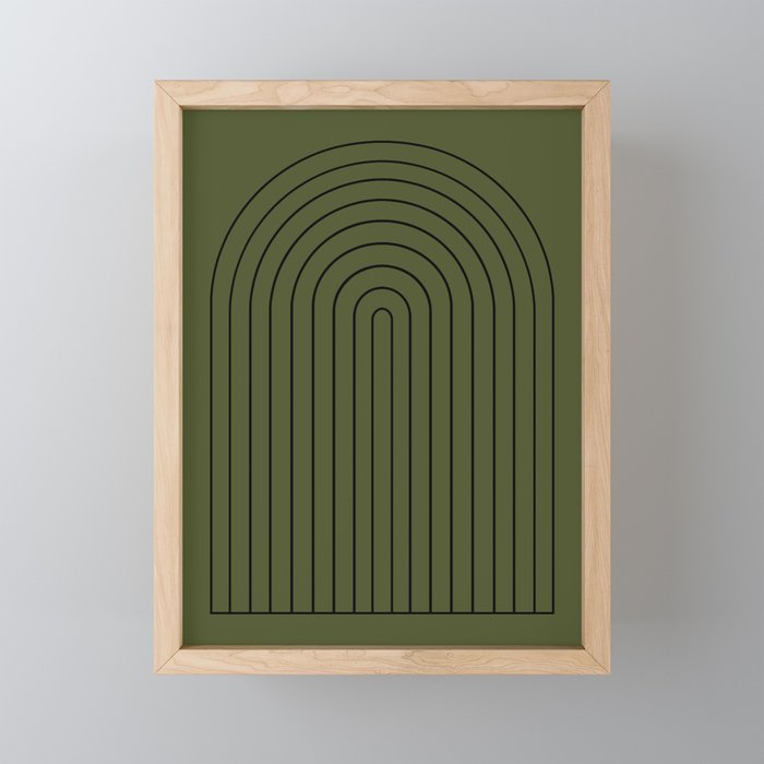 Minimal Arch XII Dark Green Modern Geometric Lines Mini Art Print Gallery Image 1